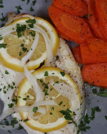 easy baked dover sole with lemon and onion