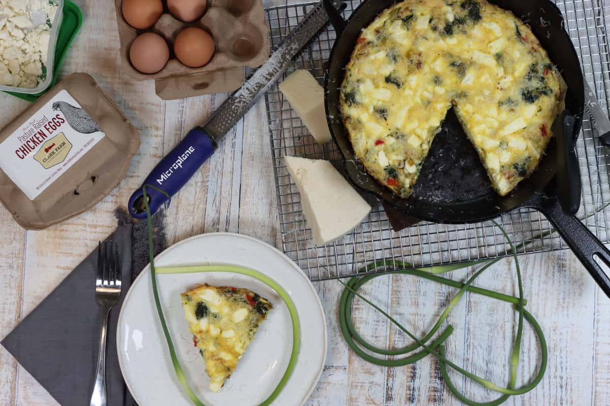 Skillet Frittata with Spinach, Leeks & Feta - Eat the Bite