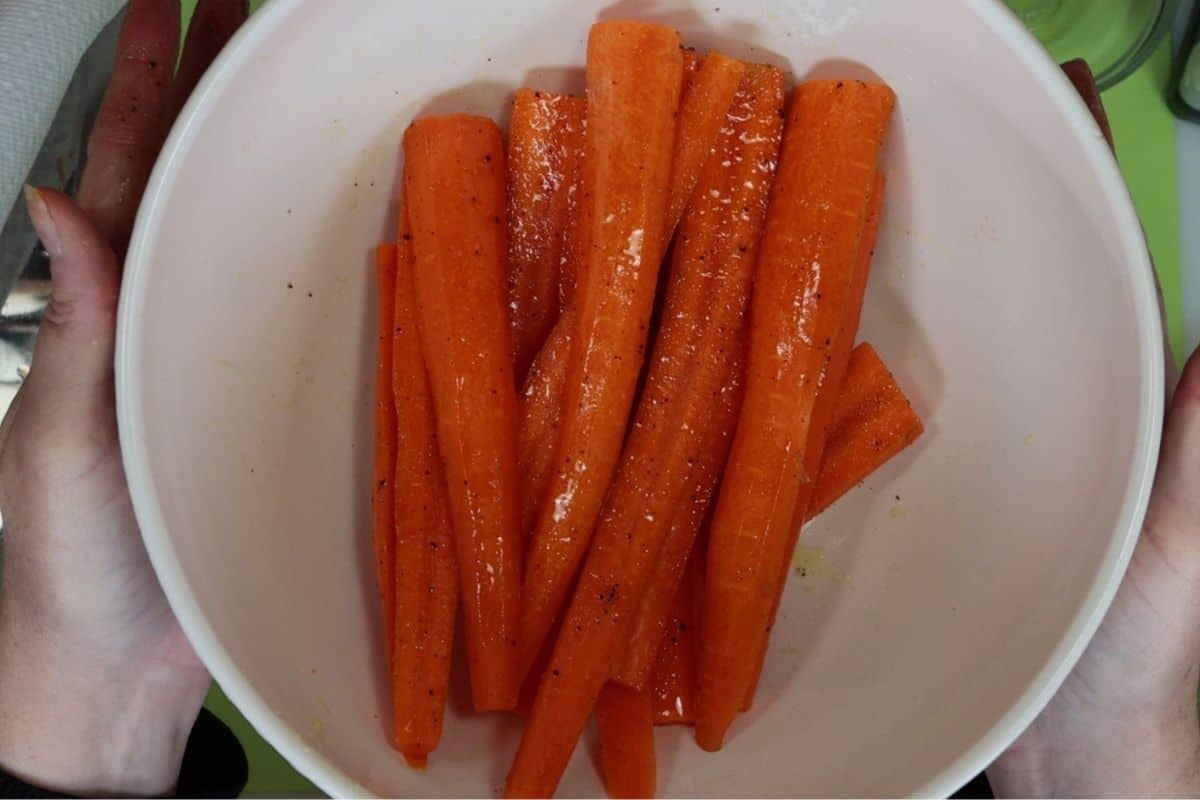 coat carrots in olive oil salt and pepper