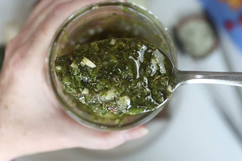 one spoonful of awesome chimichurri sauce