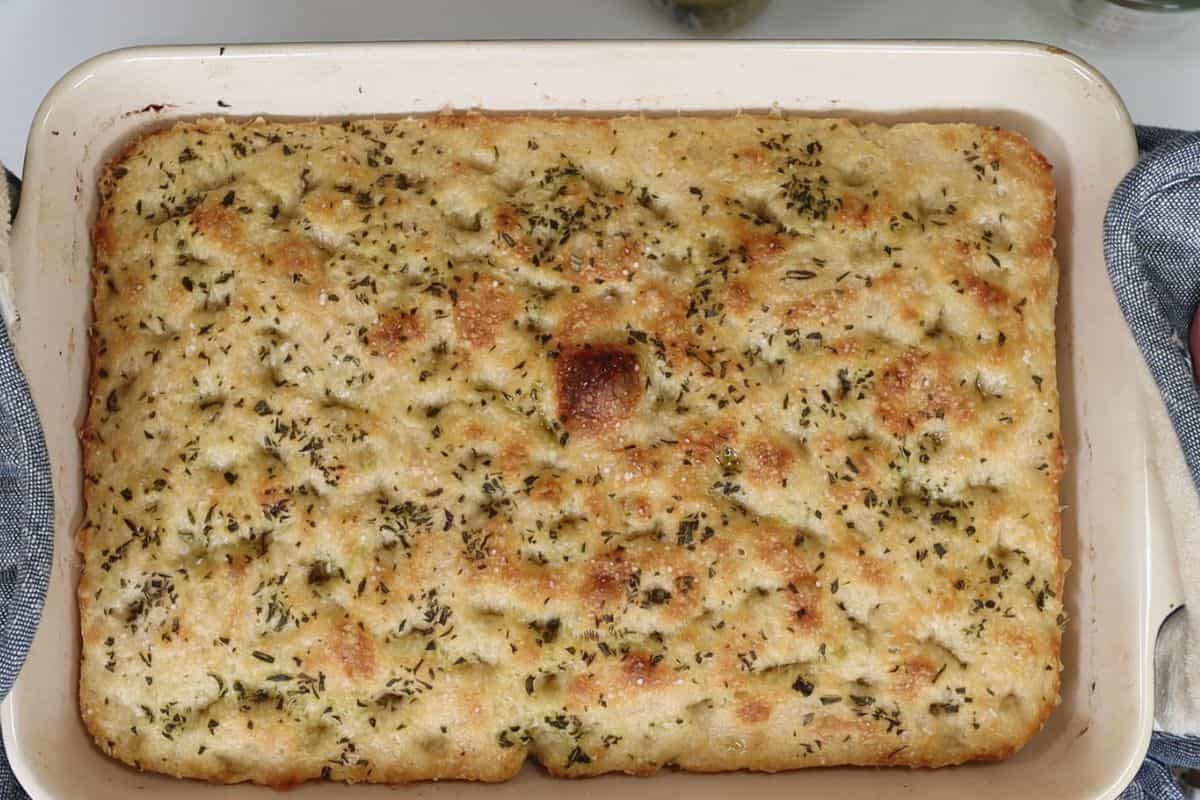 13-steps to making focaccia bread-focaccia bread should be golden brown when done