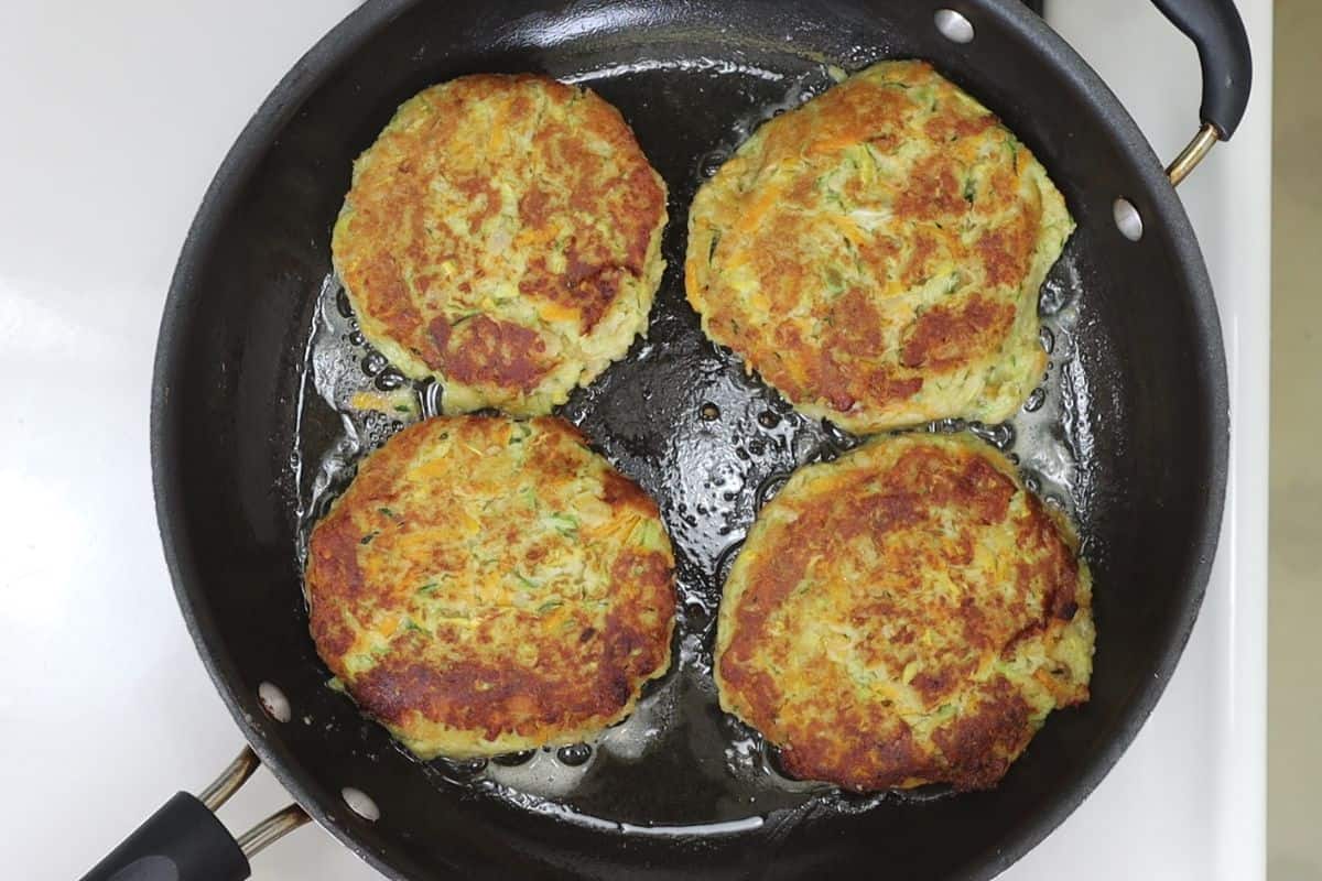 8-steps to making chickpea veggie burgers-cook in oil for five minutes on each side