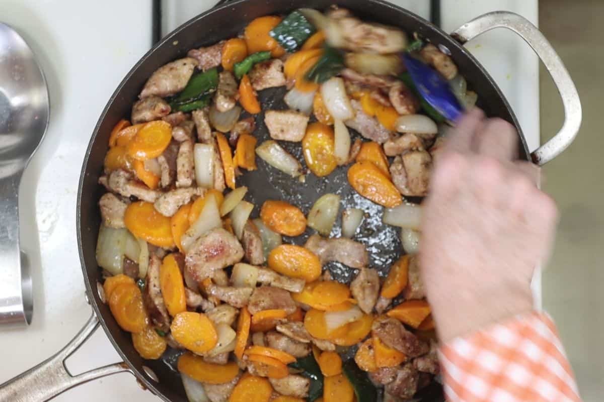 add all the ingredients to a pan and stir