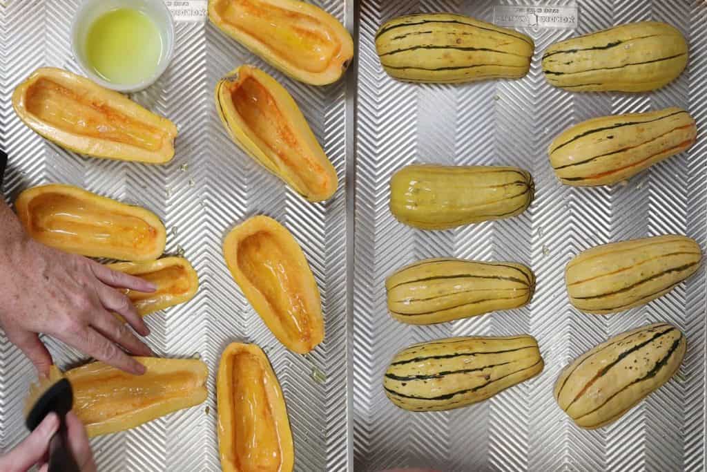 brush olive oil over the squash and cook face down on a sheet pan