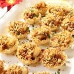holiday appetizers phyllo cups five ways garlic shrimp with bacon bits and lemony breadcrumbs and garnished with parsely