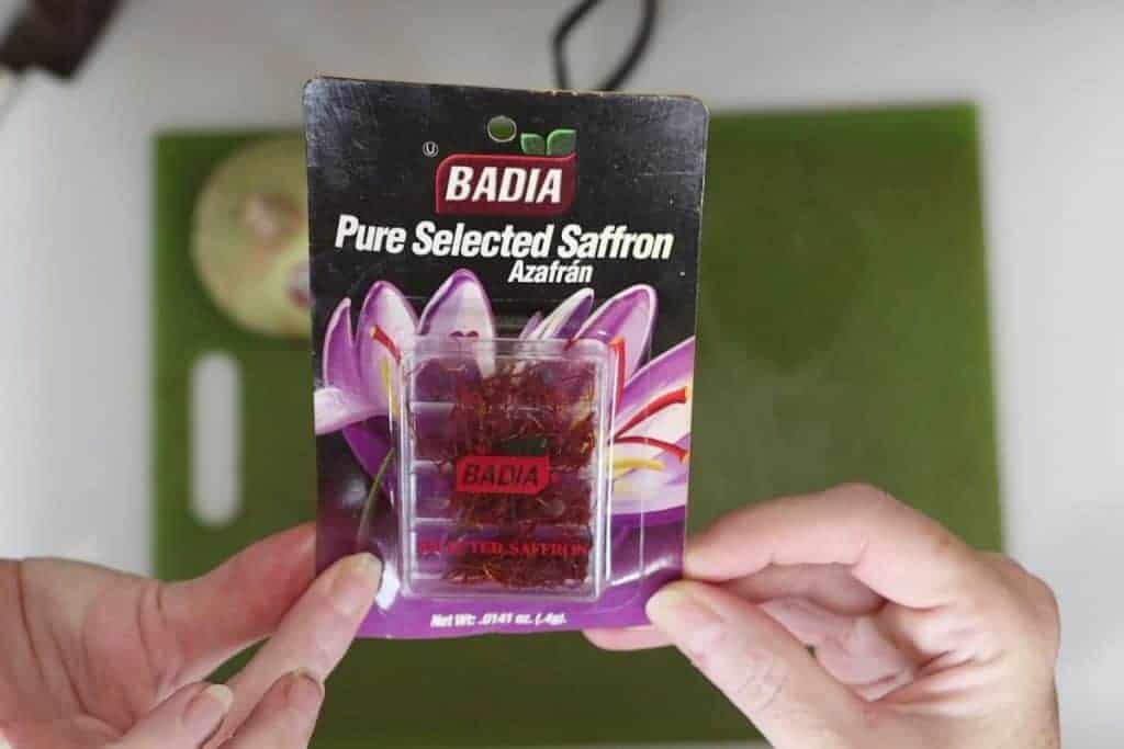 Badia brand spices is a less expensive line of spices in a lot of grocery stores. They have a very reasonably priced saffron shown here