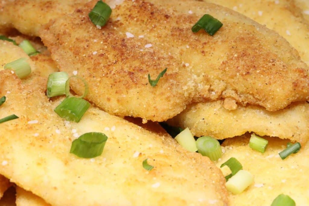 McCormick Fish Fry Flounder: very close look at the crispy fried flounder