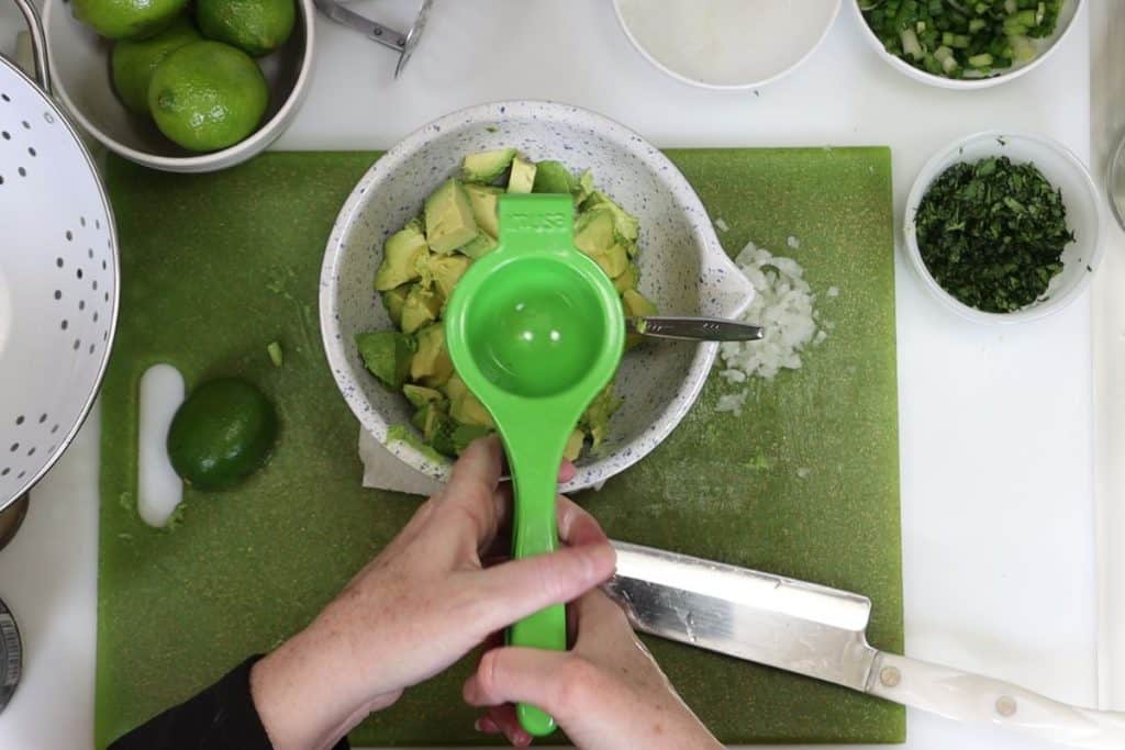 for the guacamole, add the juice of one lime