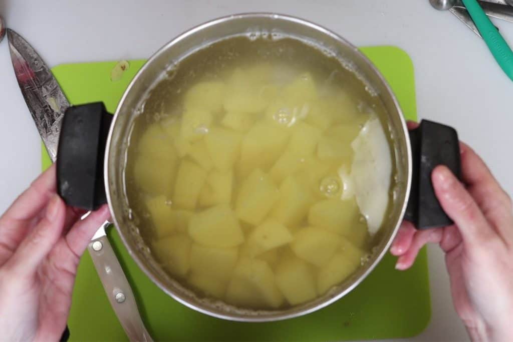 peel, cube and boil your potatoes