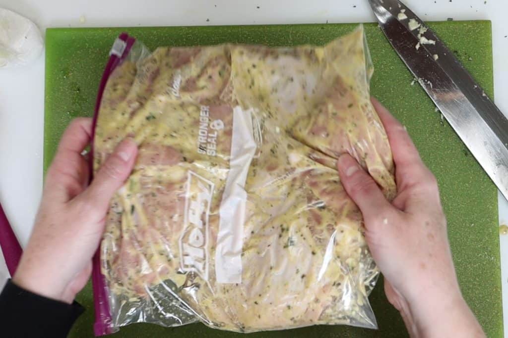 chicken sauerkraut and italian sausage: put all the chicken in a slider bag overnight