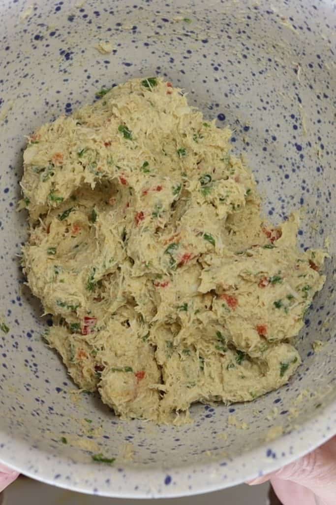 this is what your crab mix should look like once it's mixed