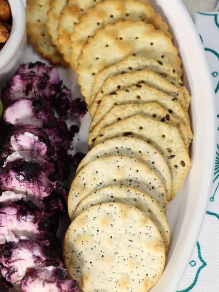 affordable walmart cheese tray with assorted crackers and blueberry goat cheese