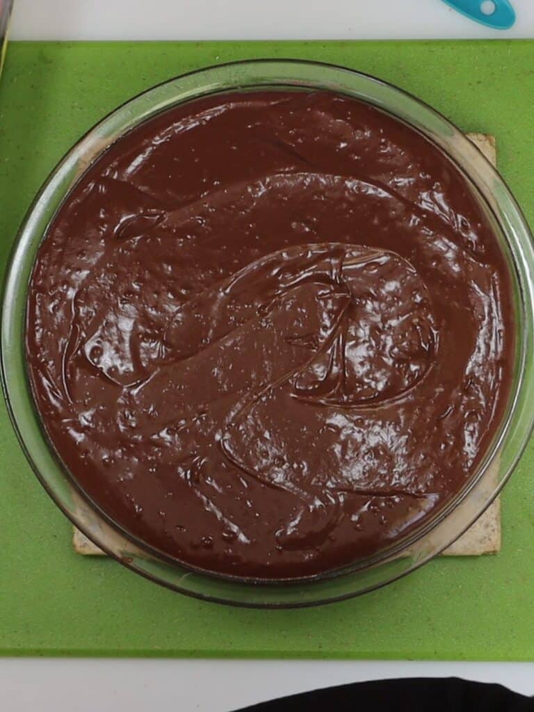 smooth out the chocolate filling after you pour it onto the graham cracker crust