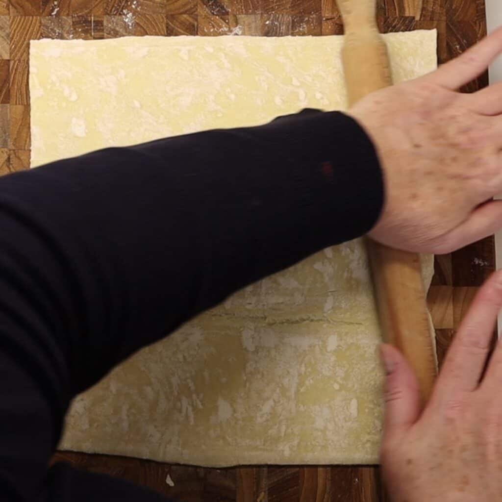 Puff Pastry Appetizers on a Budget - 4 Ways - rolling the dough in the other direction too.