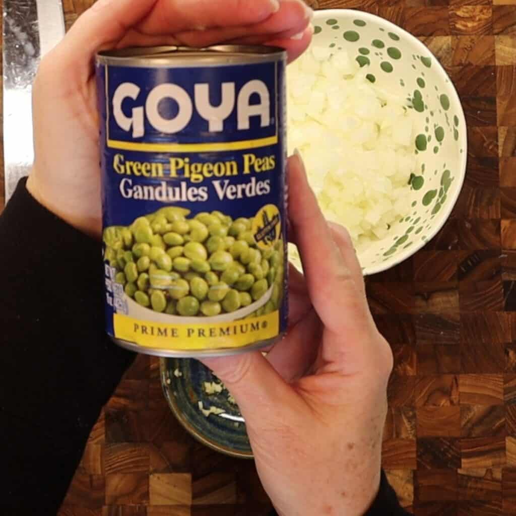 can of pigeon peas for crispy saffron chicken thighs with barberries and pigeon peas