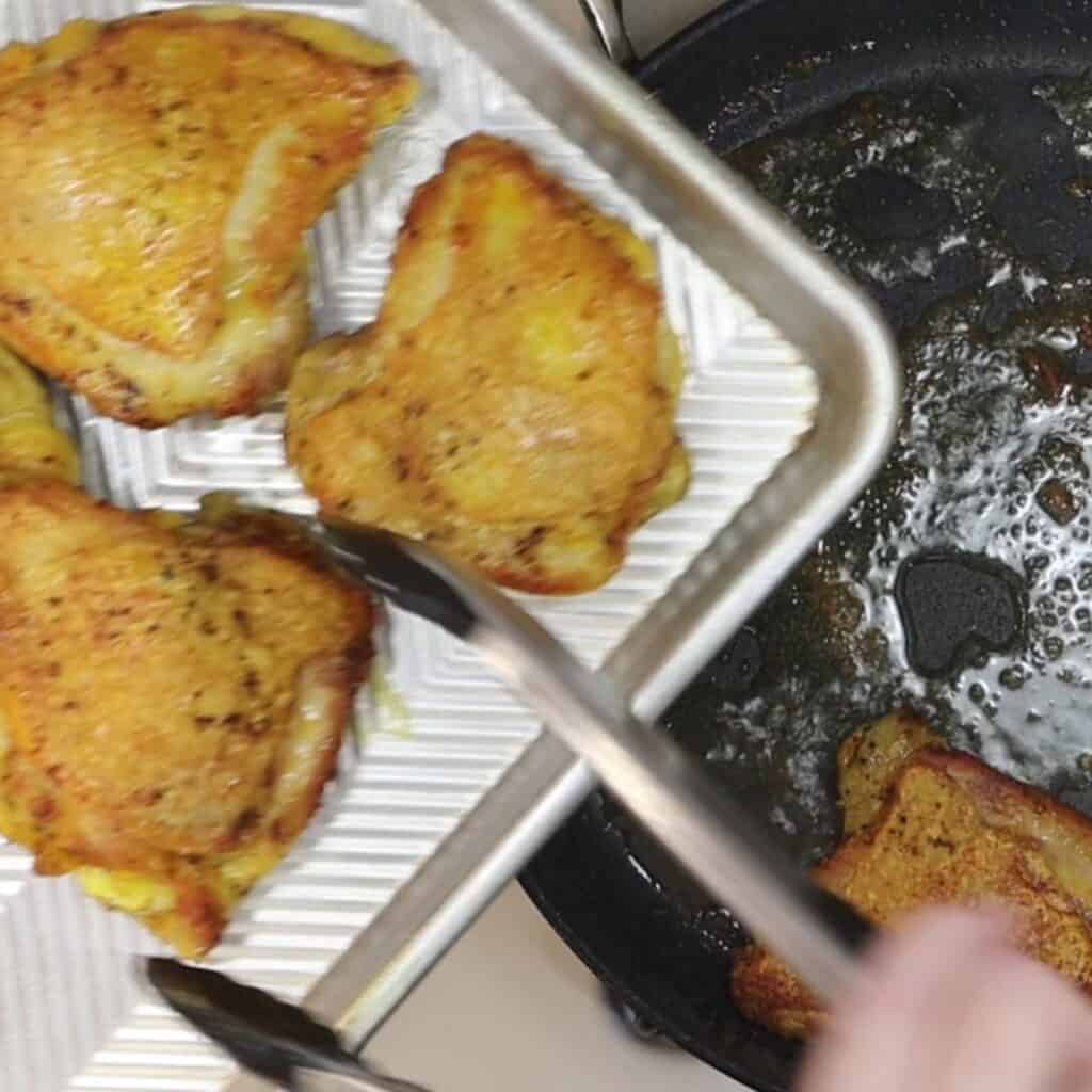 remove chicken from pan